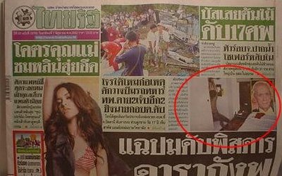 Foto ziar Thailanda - foto cadavru actor David Carradine