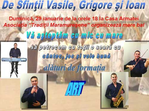 Foto afis de Sfintii Vasile, Grigore si Ioan