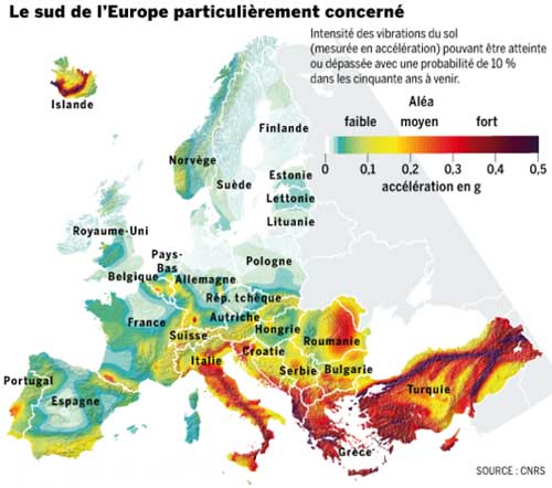 Harta europeana a riscului seismic (c) eMM.ro