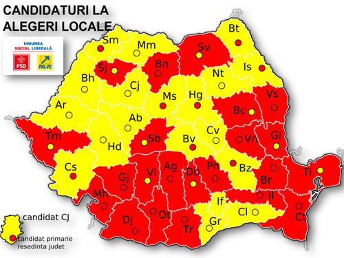 Harta candidati USL pe judete