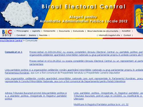 Pagina BEC - alegeri 2012