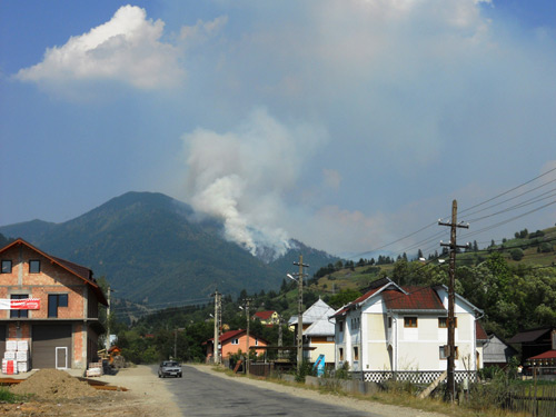 Foto: elicopter la Baia Borsa - incendiu padure