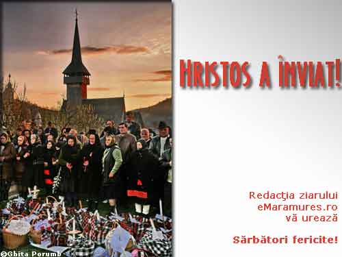 Felicitare de Pasti - Redactia ziarului eMaramures.ro va ureaza sarbatori fericite. Hristos a inviat. Paste fericit.