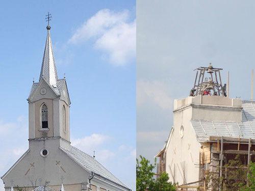 Foto Biserica din Sapanta - Cimitirul Vesel - inainte si dupa demolarea turlei