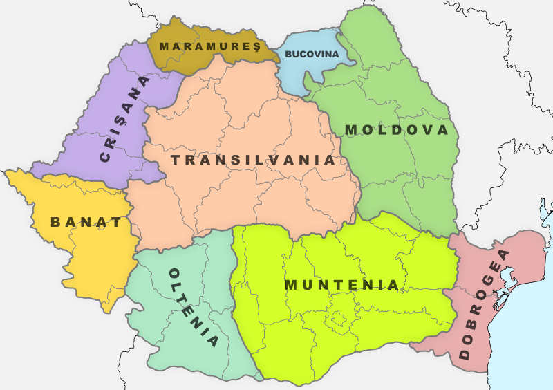 Foto: regiunile istorice ale Romaniei
