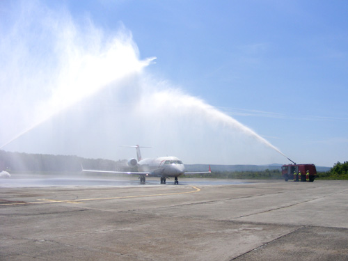 Botezul avionului Austrian Airlines pe Aeroportul Baia Mare