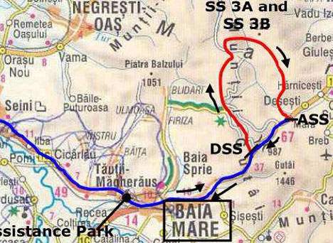 Harta traseu probe speciale - etapa Dakar Baia Mare din data de 22 aprilie 2008