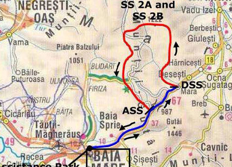 Harta probe speciale - etapa Dakar Baia Mare din data de 21 aprilie 2008