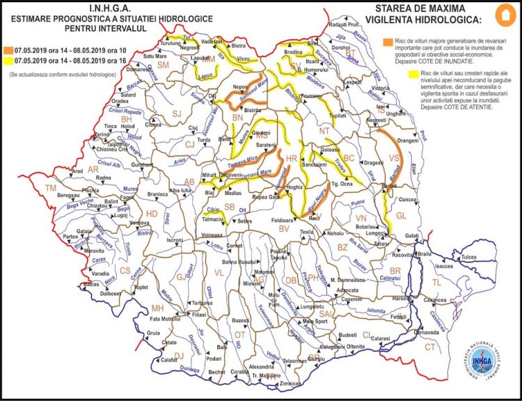 Atenționare hidrologică Cod Galben și Cod Portocaliu în Maramureș