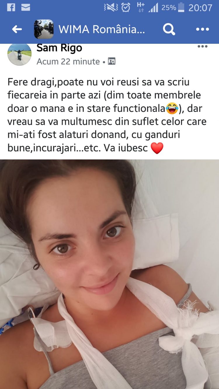 Motociclista rănită la Baia Sprie a transmis un mesaj de pe patul de spital: „Vă iubesc”