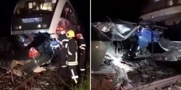 Mașină lovită de trenul IR 1744 Baia Mare – Timișoara