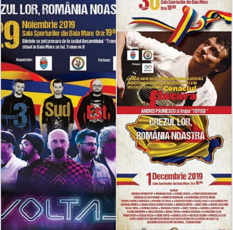 Trei zile de spectacole sub egida ”Crezul lor, România noastră”, organizate de CJ Maramureș și Ansamblul Transilvania