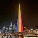 Cea mai înaltă clădire din lume, Burj Khalifa din Dubai, este luminată în culorile steagului României