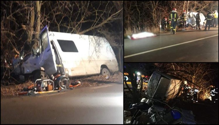 Tragedie înainte de Crăciun. Un microbuz plin cu români, care veneau din Londra, s-a făcut praf într-un copac. Două persoane decedate