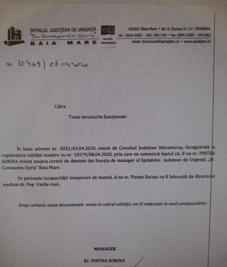 Sorina Pintea s-a sucit. A revenit asupra demisiei