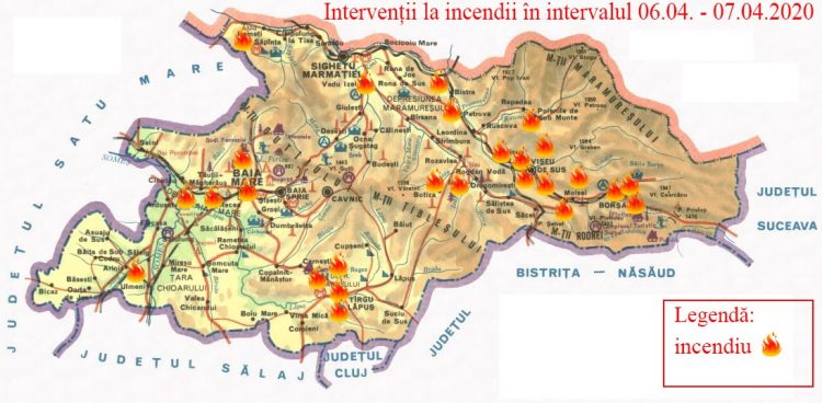În mai puţin de 24 de ore, în Maramureş au izbucnit 27 de incendii. La Moisei o persoană a ars de vie – foto