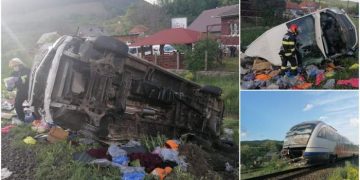 Accident feroviar la Cluj, o dubă a fost spulberată de un tren cu călători