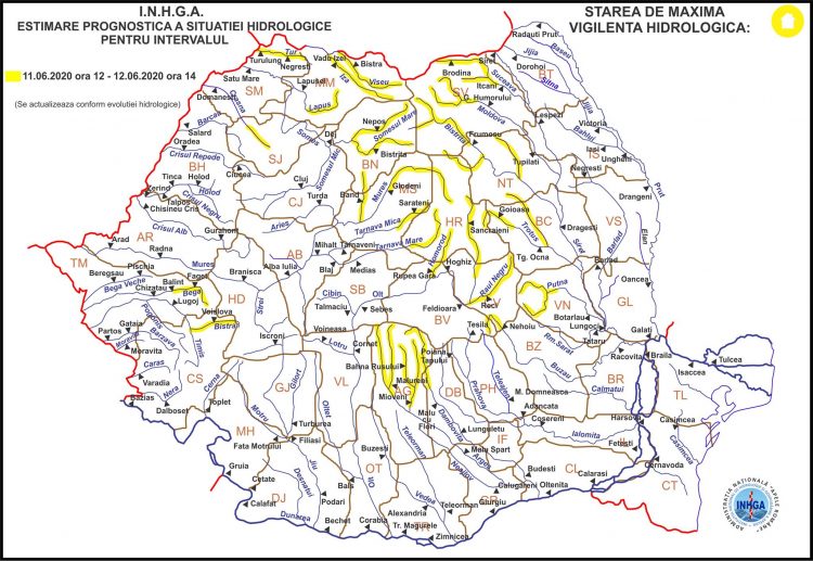 Pericol de inundații. COD GALBEN pe Vişeu, Iza, Someş şi Lăpuş