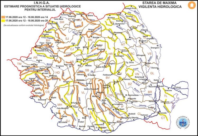 Pericol de inundaţii! COD PORTOCALIU şi COD GALBEN pe Tisa, Vişeu, Iza, Lăpuş şi Someş