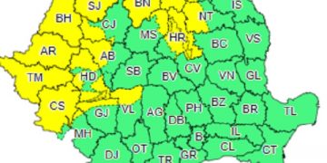 Cod galben de vreme rea în Maramureş, alături de alte 18 județe ale țării, până la ora 23.00