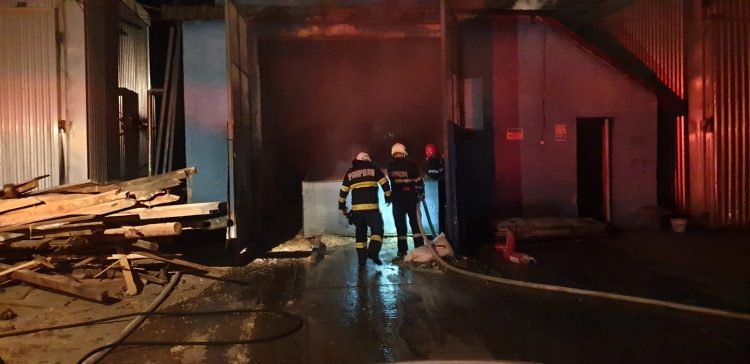 A luat foc o hală de prelucrare a lemnului din Satu Nou de Sus – foto, video
