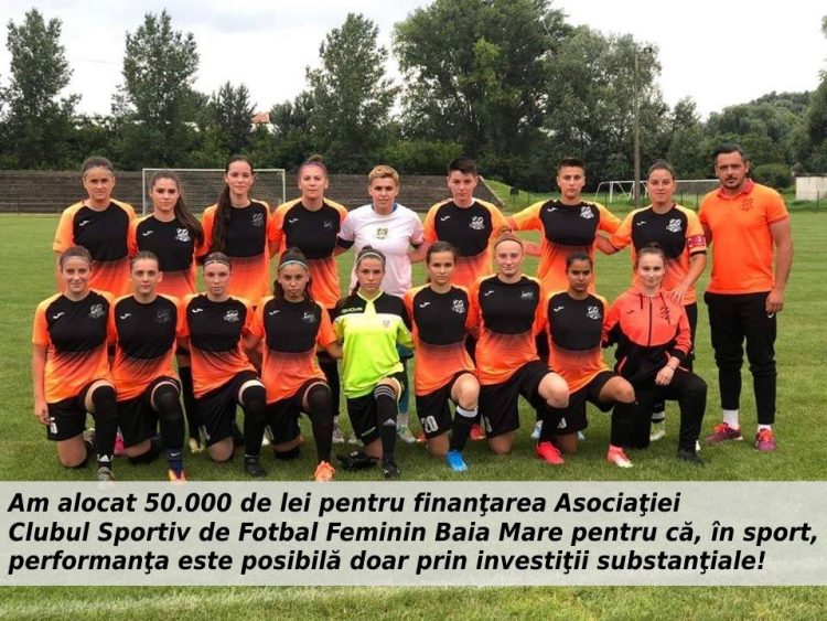 Zetea: 50.000 de lei pentru ASOCIAȚIA CLUBUL SPORTIV de FOTBAL FEMININ Baia Mare
