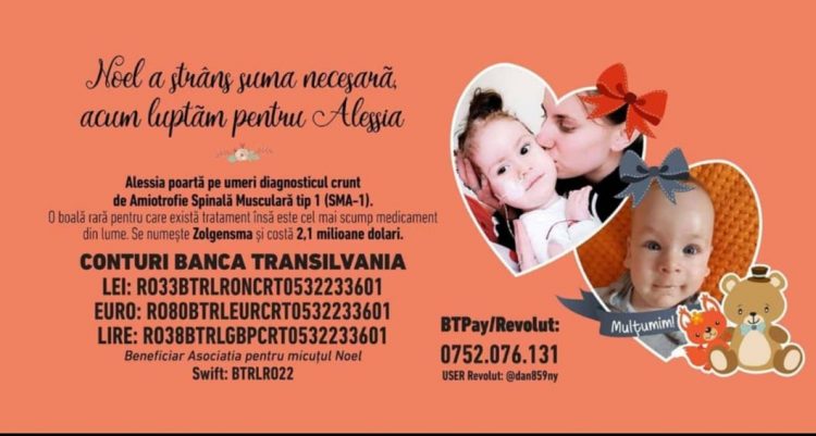 Apel umanitar: Micuța Alessia are nevoie de ajutorul vostru pentru a supraviețui!