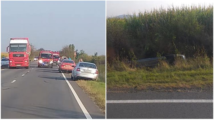 Trafic blocat pe drumul dintre Baia Mare și Satu Mare. Accident spectaculos