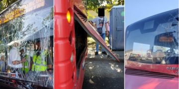 Un bărbat în vârstă de 33 de ani a fost transportat la spital, după ce a fost prins între două autobuze