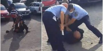 Jandarm luat la pumni în fața unei judecătorii 