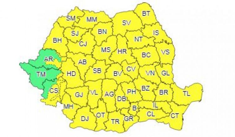 COD GALBEN de vânt puternic și ploi abundente în Maramureş