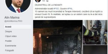 Coordonatorul Pro România online a publicat fotografii ale unei victime a incendiului de la ATI Piatra Neamț ca să atace adversarii politici