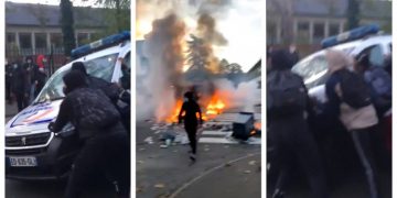 Violențe în Franța. Elevii au vandalizat mașinile poliției și au atacat forțele de ordine, protestând față de menținerea școlilor deschise
