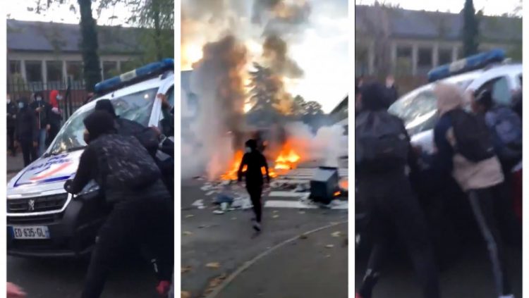 Violențe în Franța. Elevii au vandalizat mașinile poliției și au atacat forțele de ordine, protestând față de menținerea școlilor deschise