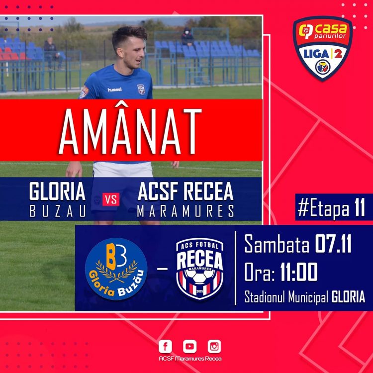 Meciul dintre ACSF Maramures Recea  si SCM Gloria Buzău nu se mai desfășoară