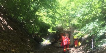 Persoană surprinsă sub utilaj în pădure pe Valea Blidarului