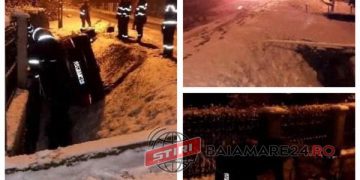 Iarnă în Maramureş. Ţeavă de gaz ruptă de o maşină, derdeluș pe străzile din Baia Mare