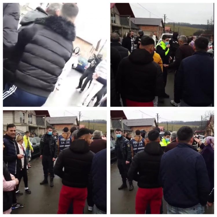 FOTO/VIDEO EXCLUSIV: Înfruntare cu ţipete şi urlete la Ardusat. Mascaţii abia au ţinut în frâu mulţimea adunată buluc la percheziţii