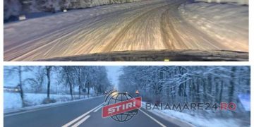 Trafic în condiții de iarnă în pasul Prislop, asfalt ”la negru” pe Suceava. Mașină în șanț la Satulung pe DN1C
