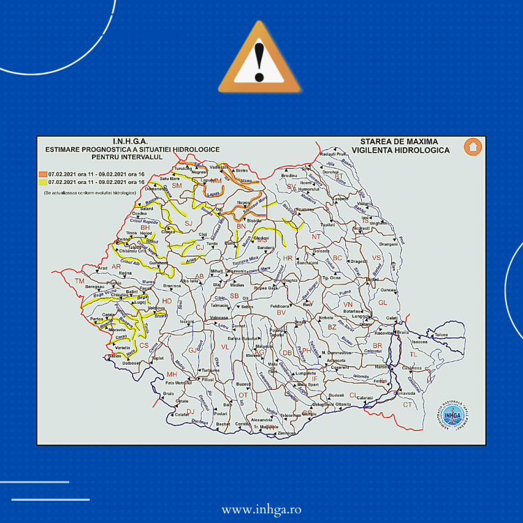 COD PORTOCALIU de inundații până marţi, la ora 16:00, pe Vişeu, Iza şi Lăpuş