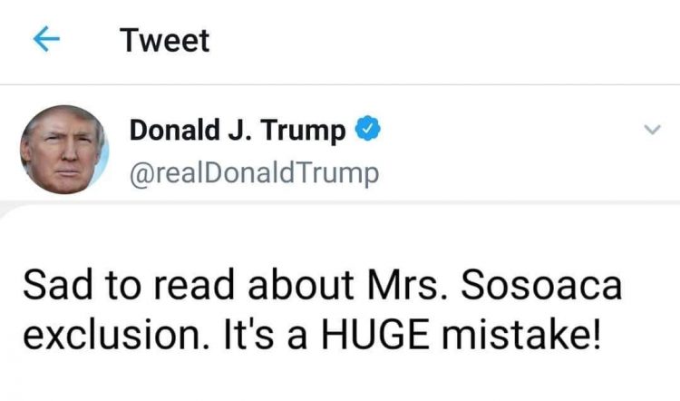 Diana Șoșoacă a devenit ținta ironiilor pe Facebook după ce a postat un mesaj fals de susținere din partea lui Donald Trump