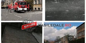 FAȚADA SEDIULUI REMIN BAIA MARE SE DEZINTEGREAZĂ, PUNÂND ÎN PERICOL TRECĂTORII