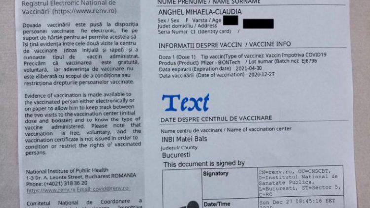 Dr. Valeriu Gheorghiță: „Persoanele vaccinate pot să-și descarce adeverința de vaccinare, în format electronic”