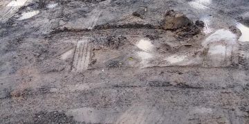 Cetăţenii din Ferneziu se plâng de starea unei străzi, distrusă de camioanele Drusal – FOTO