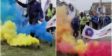 Protest cu fumigene la Ministerul de Interne de ziua Poliţiei Române. Se cere demisia ministrului