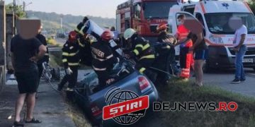 GALERIE FOTO: Accident extrem de grav în Dej. Șoferul a decedat