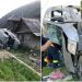 Accident spectaculos. O mașină a ajuns cu roțile pe o casă, sub fereastra dormitorului