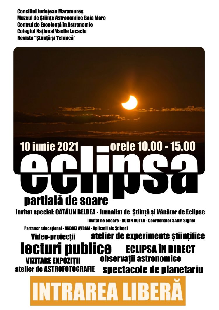 INVITAȚIE LA ECLIPSA DE SOARE DIN 10 IUNIE LA PLANETARIU