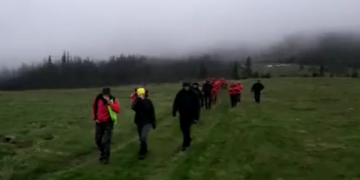 Imagini din timpul căutărilor celor doi poliţişti de frontieră rătăciţi