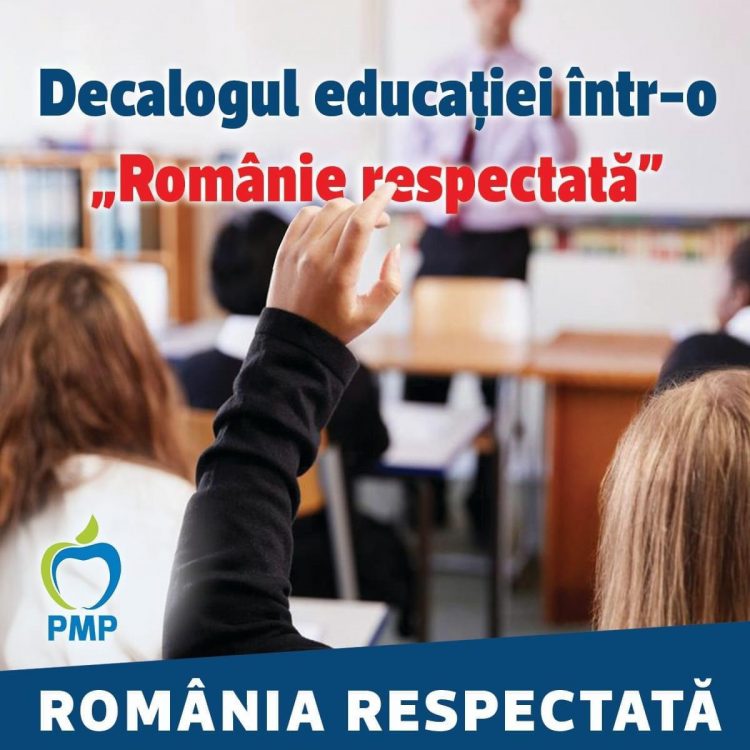 PMP susține că ”România educată” poate funcționa doar prin aplicarea unui proiect “România respectată”